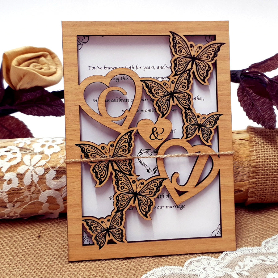 Laser Cut Wooden Wedding Invitations. Unique Wedding Invitations
