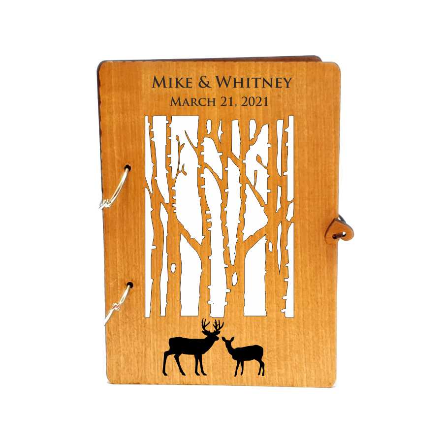 Custom Guest Book, Journal-Deers in Love Wood