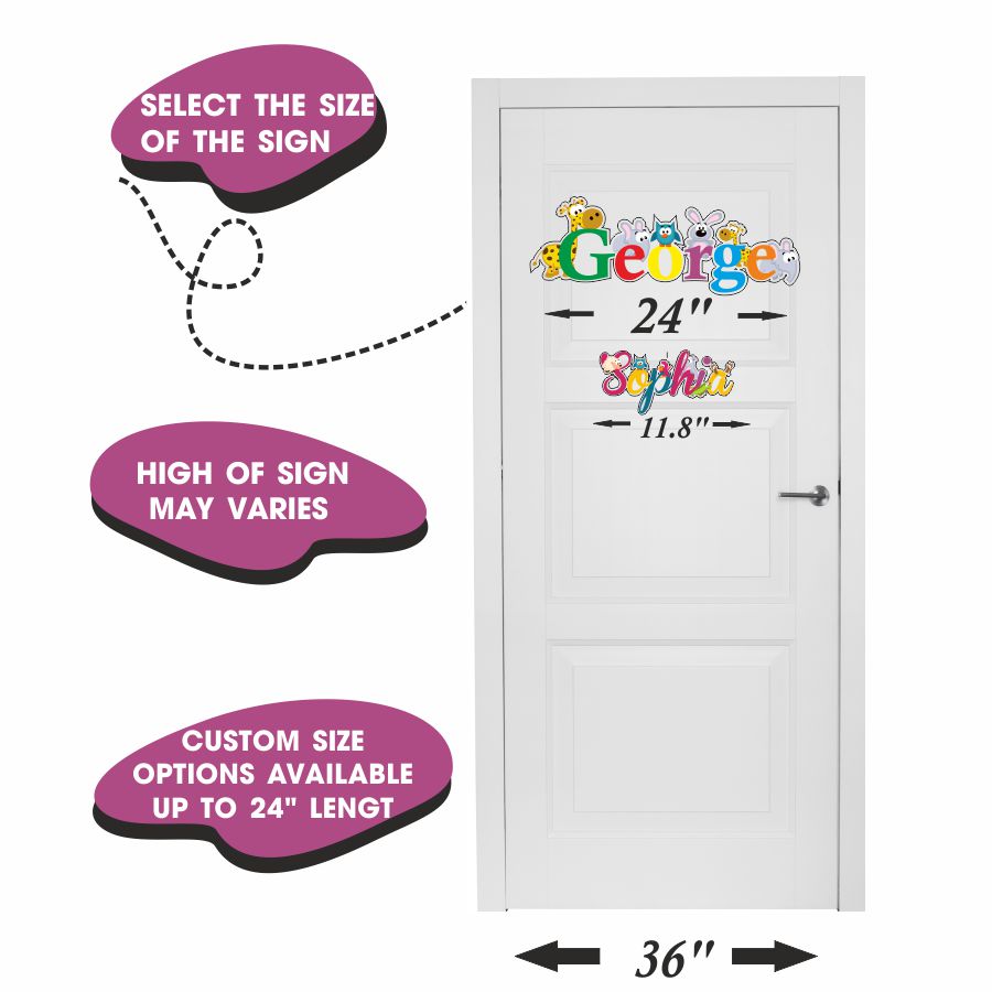 Baby name door sign size