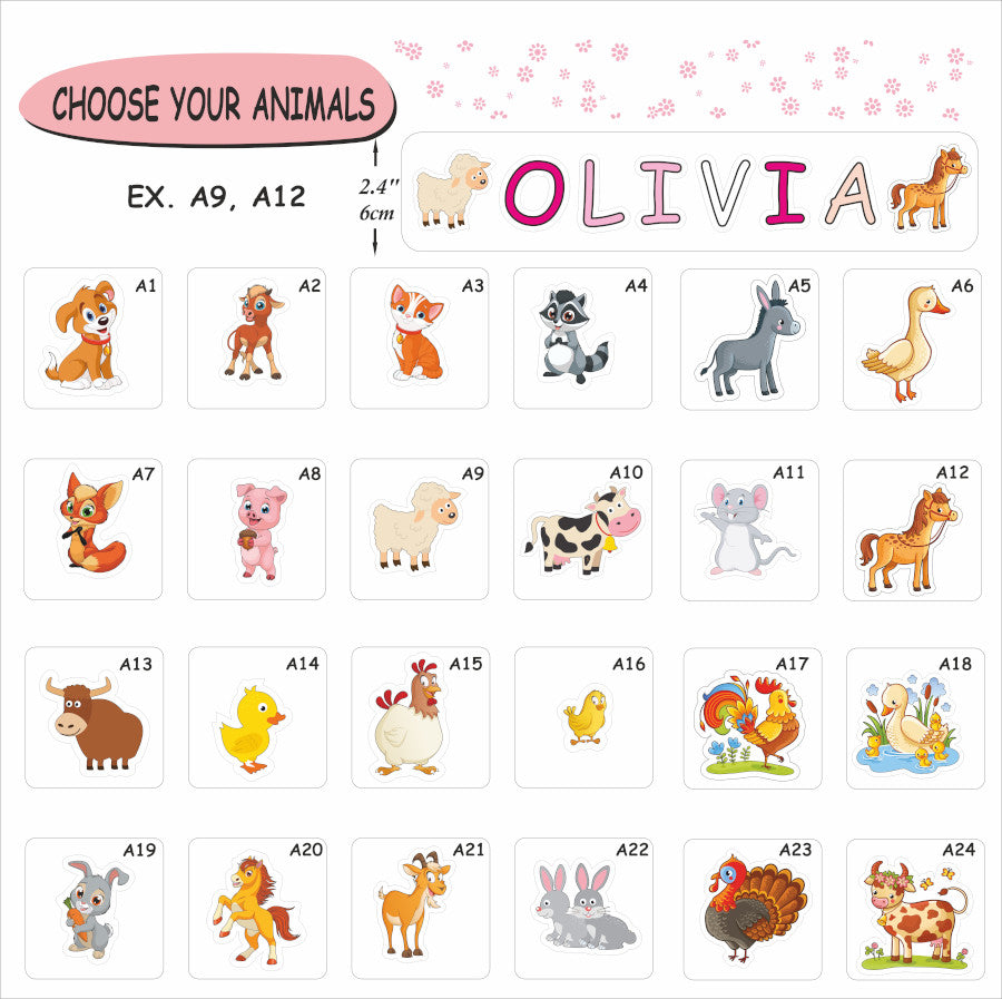 Wooden Name Puzzle- Gift for Kids- Farm Animals