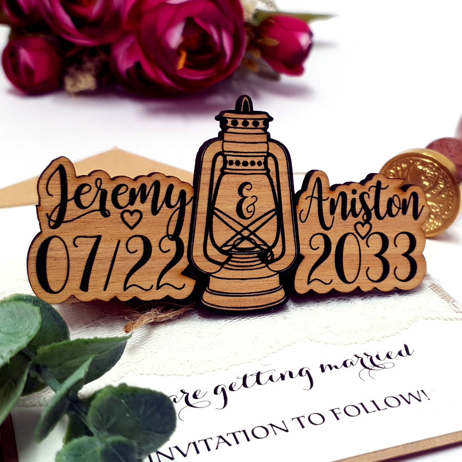 Barn Wedding Save the Date Magnet-Wood Lantern