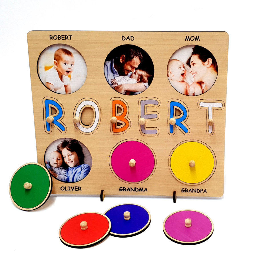 Wooden Puzzle with Pictures of the Family-Birthday Gift for a Child