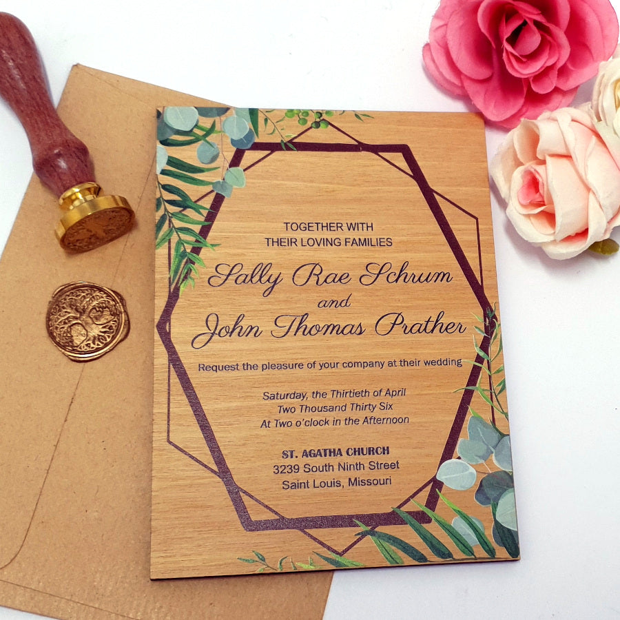 Printed on Wood Rustic Wedding Invitation