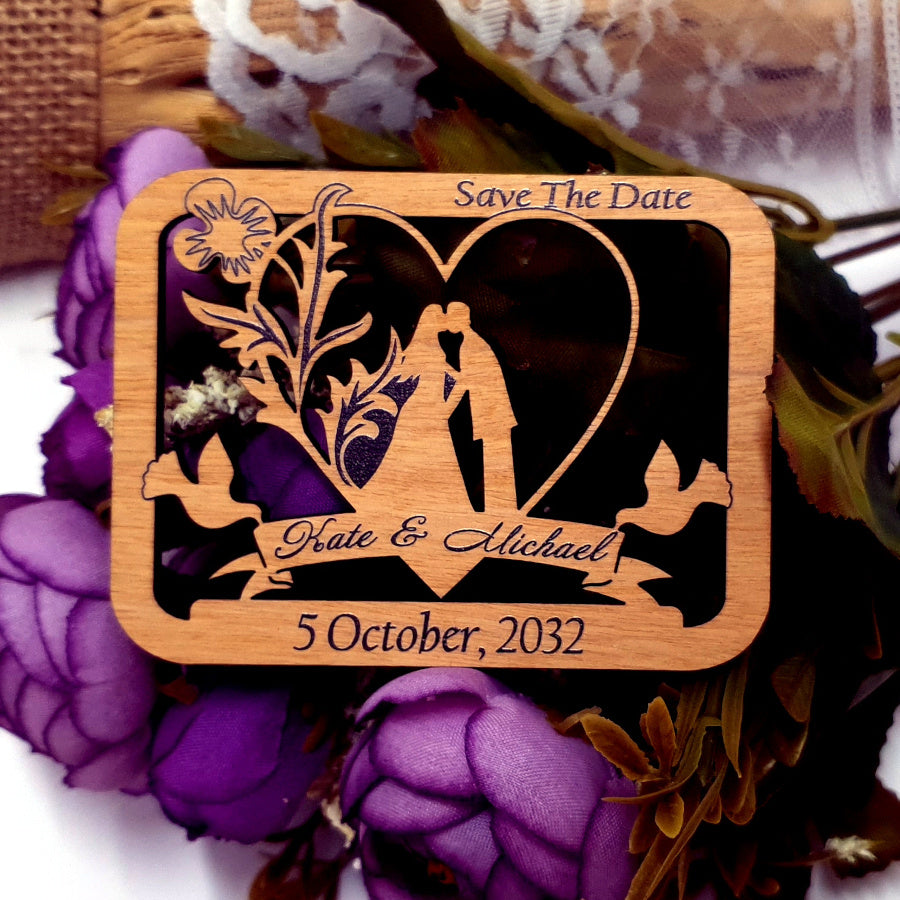 Wooden Love Couple Save the Date Magnet