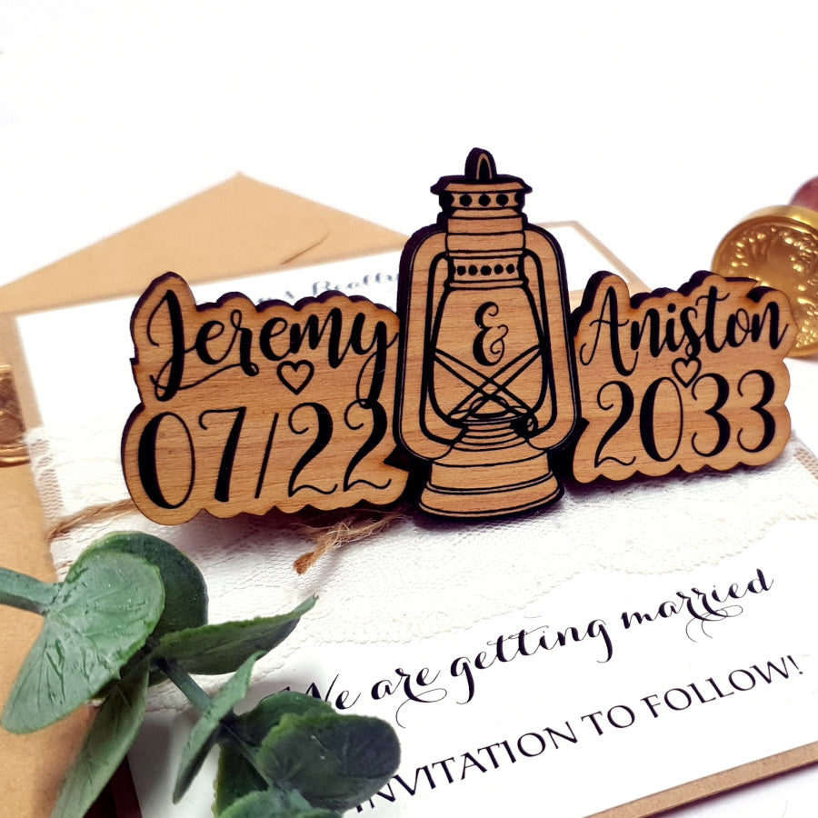 Barn Wedding Save the Date Magnet-Wood Lantern