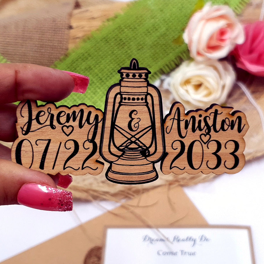 Barn Wedding Save the Date Magnet-Wood Lantern