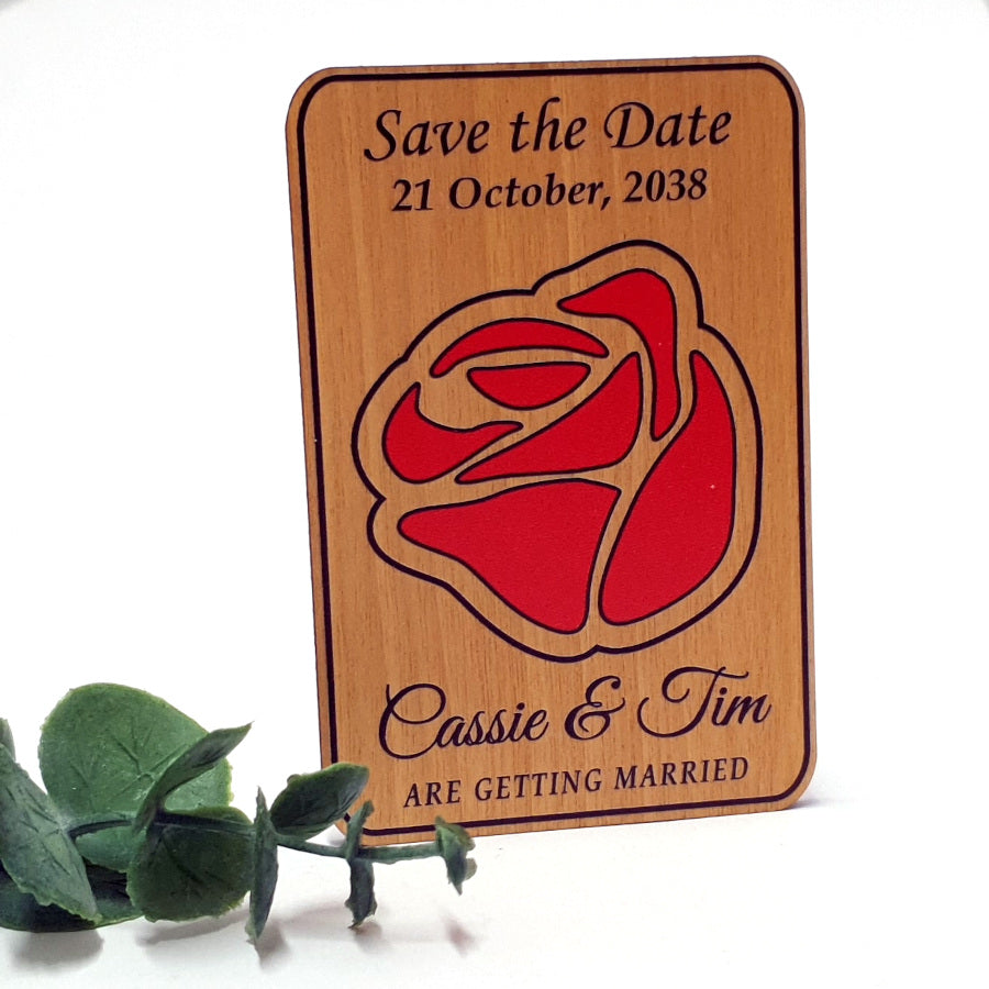 Beauty and the Beast Wooden Save the Date Magnet