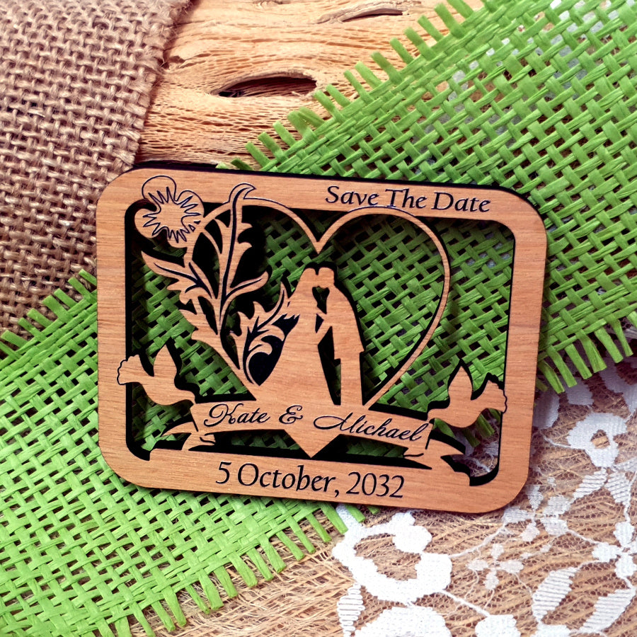 Wooden Love Couple Save the Date Magnet