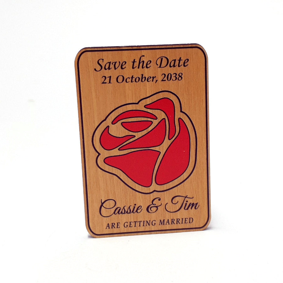 Beauty and the Beast Wooden Save the Date Magnet