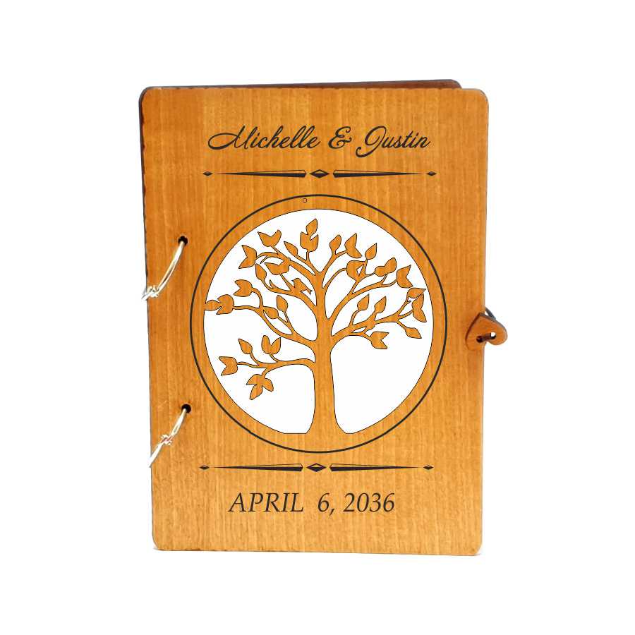 Wooden Wedding Guest Book (Journal ot Notebook)-Tree of Life