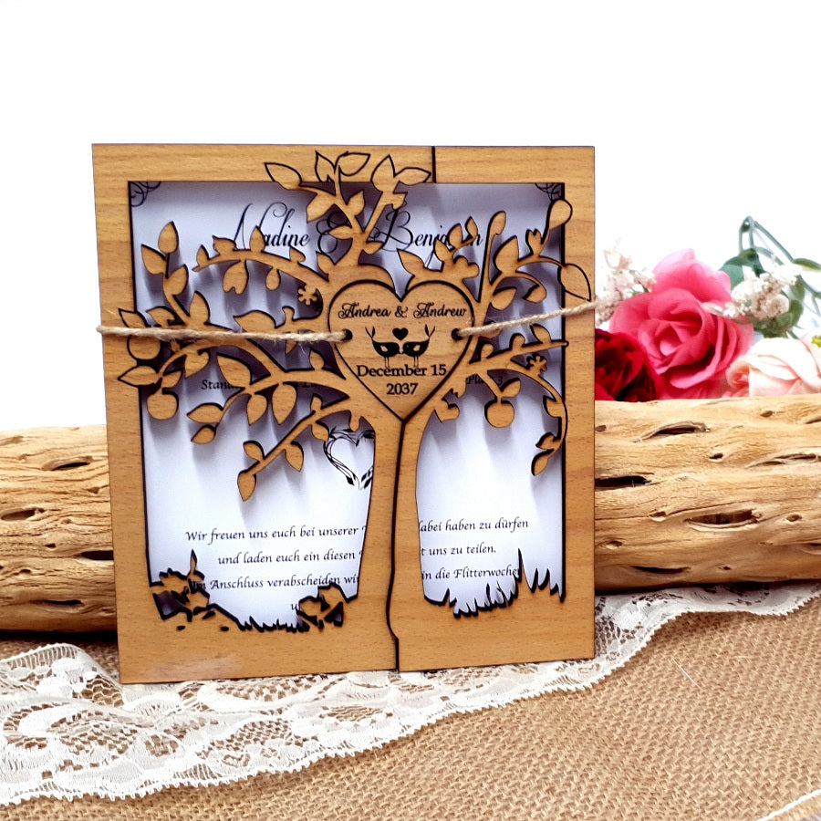 Rustic Wooden Wedding Invitation. Tree wedding invitations