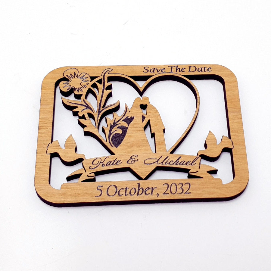 Wooden Love Couple Save the Date Magnet