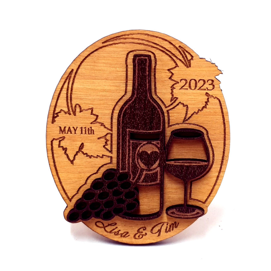 Wine Save the Date Wooden Magnet