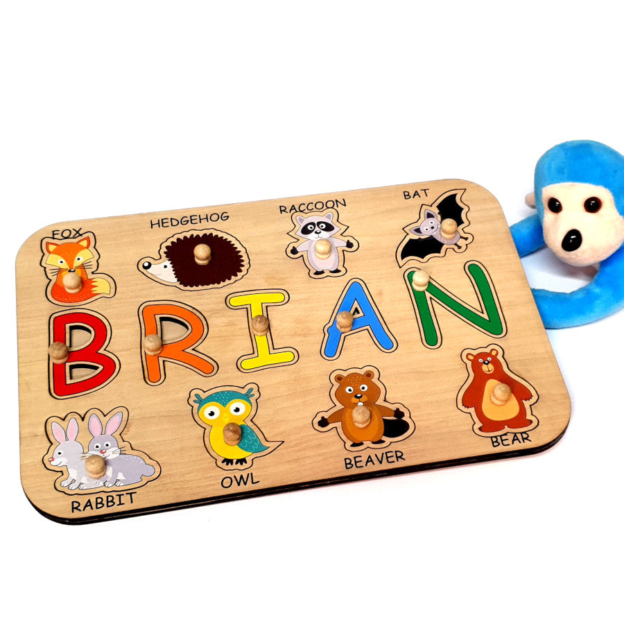 Personalized Wooden Puzzle with your Kid's Name- Forest Animals