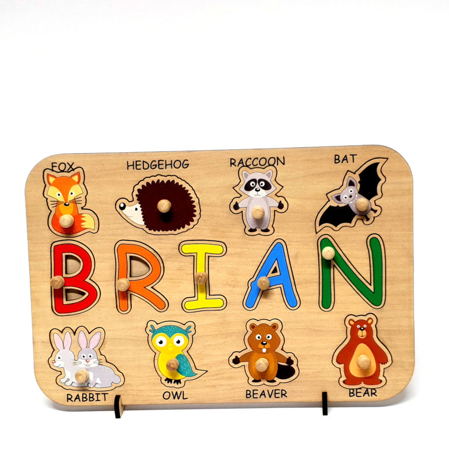 Personalized Wooden Puzzle with your Kid's Name- Forest Animals