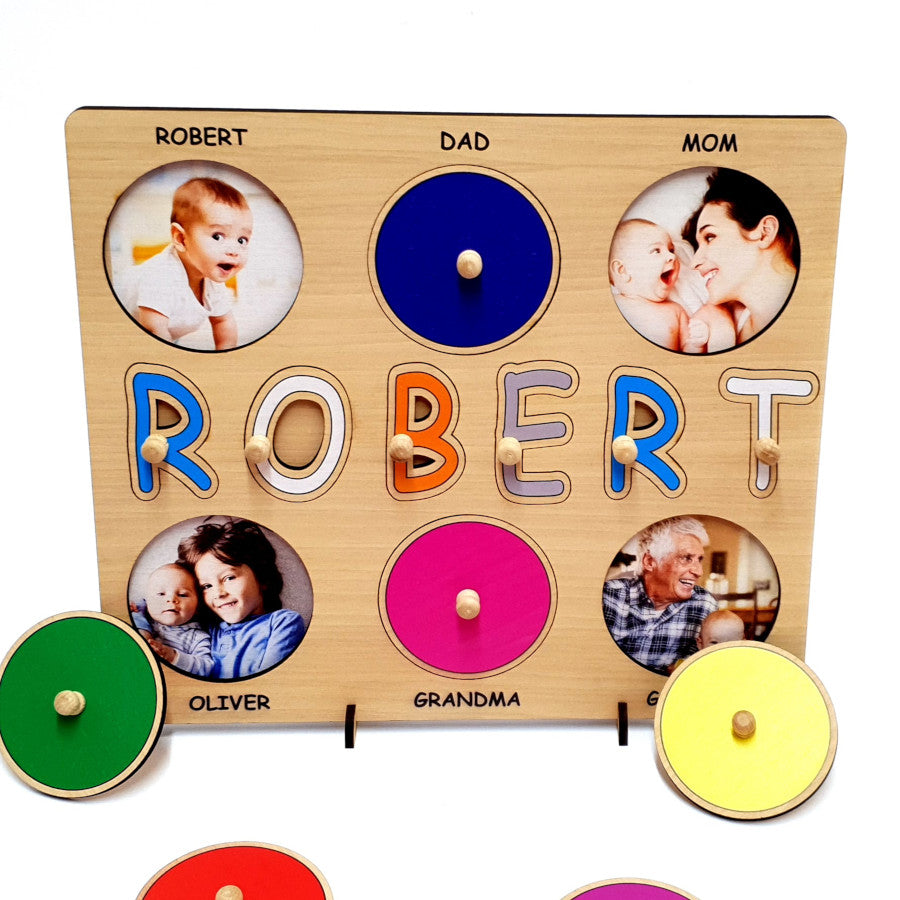 Wooden Puzzle with Pictures of the Family-Birthday Gift for a Child